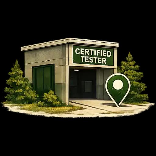 Map pin marking a certified CARB tester location in California