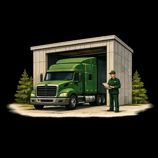 CARB tester inspecting a heavy-duty truck for emissions compliance